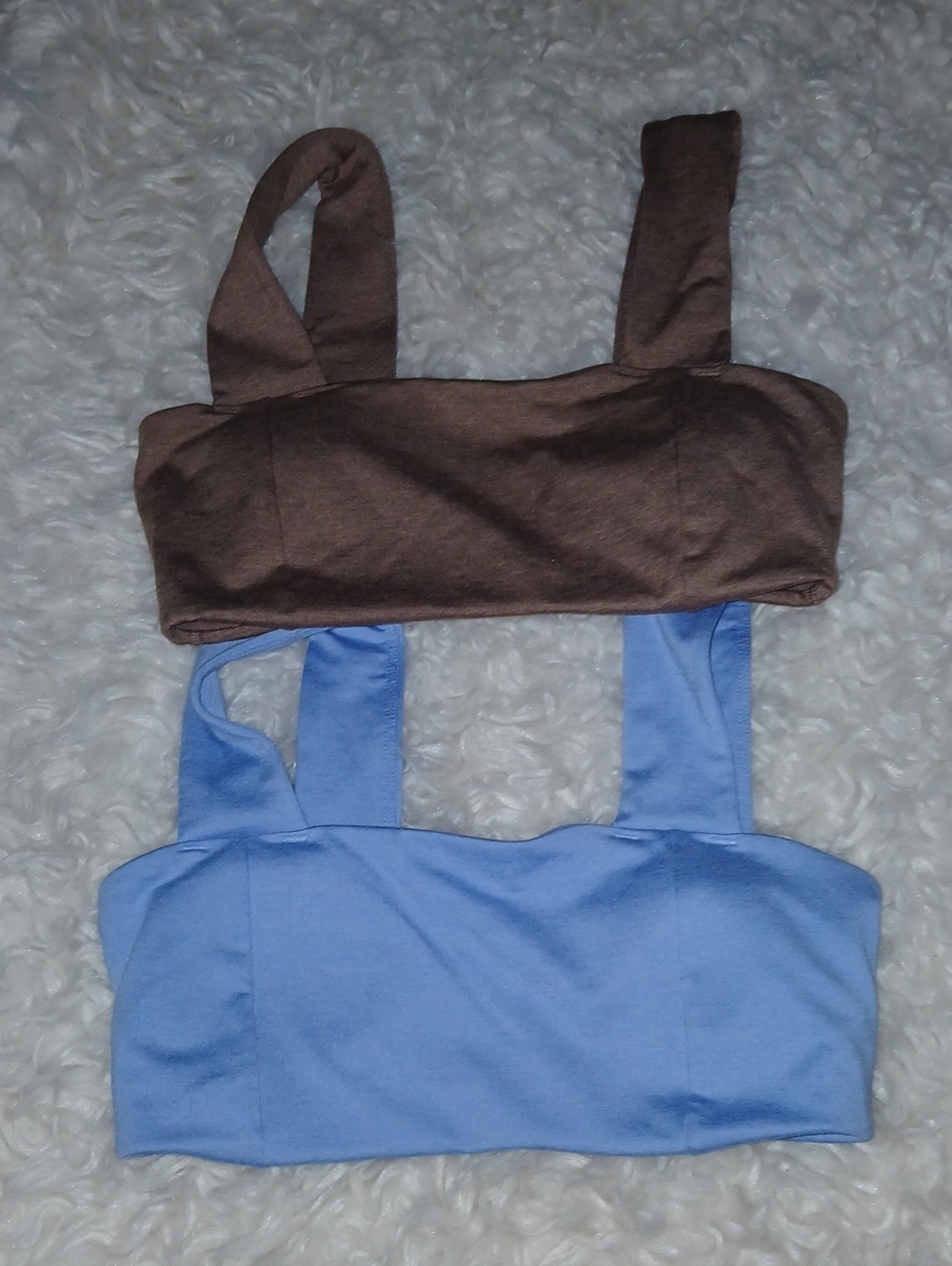 Brown and Light Blue Double Pack Crop Tank Tops